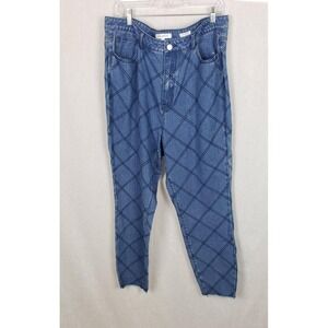 A Beautiful Soul Jeans Womens 18 Blue Quilt Argyle Tapered Ankle Pants Hipster